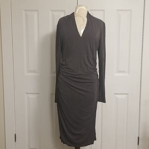 Le Chateau - Gray Ruched Dress with Long Sleeves